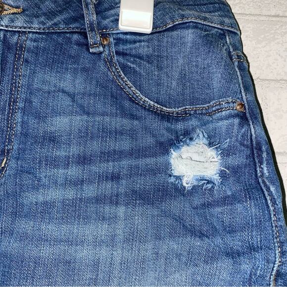 GARAGE $58 Distressed Stretch Denim Mini Skirt LG EUC - Picture 9 of 10